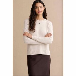 Jenni Kayne Everyday Sweater Cream Large Cashmere Wool Quiet Luxury Old Money